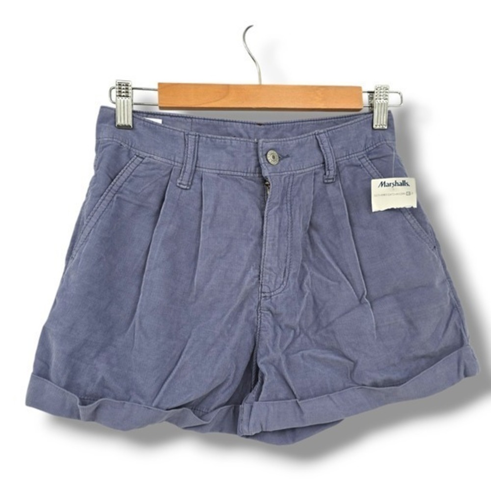 American Eagle Corduroy Shorts High Waist Cuffed Blue Size‎ 00